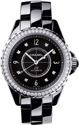 Chanel J12 Black 38MM Ceramic Watch with Diamonds
