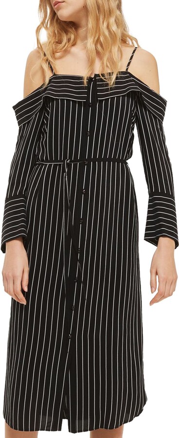 Topshop Pinstripe Midi Shirtdress