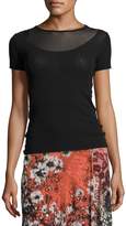 Thumbnail for your product : Fuzzi Short-Sleeve Illusion-Neck Top, Black