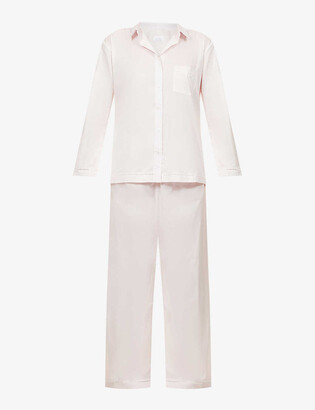 POUR LES FEMMES Lace-detail cotton pyjama set