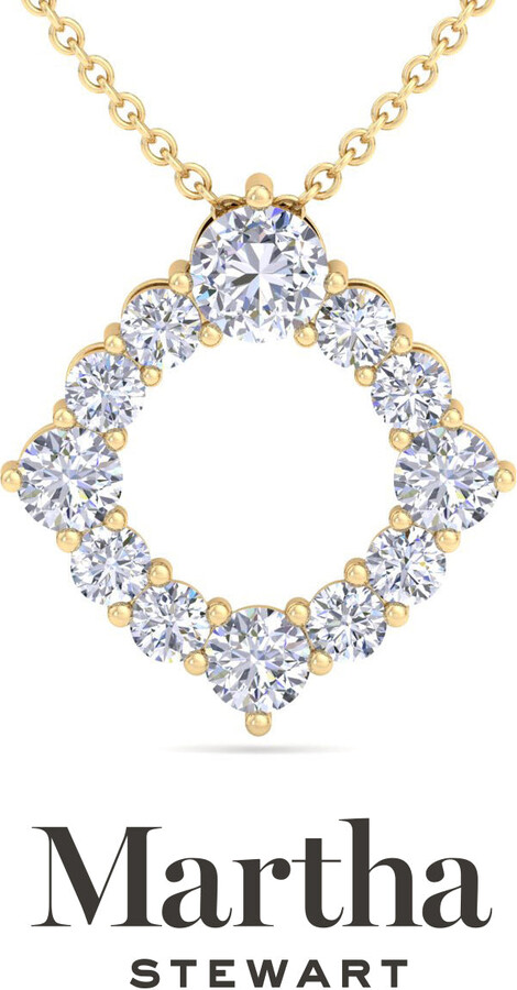 Martha Stewart 4 Carat Lab Grown Diamond Circle Necklace In 14 Karat Gold, Lab Grown Diamond Necklace For Women