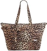 Thumbnail for your product : Ganni Leopard Print Nylon Duffle Bag