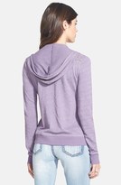 Thumbnail for your product : Sun & Shadow Lace Panel Front Zip Hoodie (Juniors)