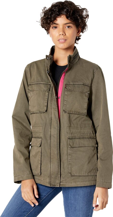 Levi's Women Cotton Twill Stand Collar Military Jacket