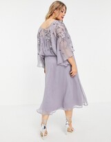 Thumbnail for your product : ASOS Curve DESIGN Curve blouson embroidered midi dress with cape back