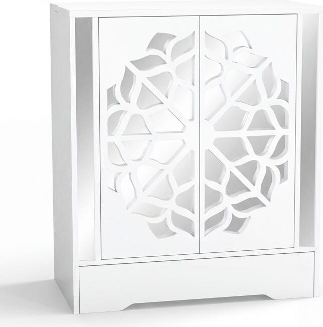 Slickblue Mirrored Shoe Cabinet 4-Tier Organizer with Large Drawer
