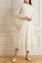 Thumbnail for your product : Vince Pleated Ribbed Alpaca-blend Midi Dress - Cream