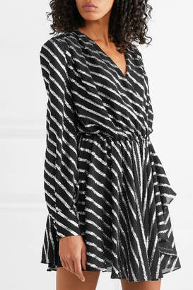 MSGM Striped Fil Coupé Georgette Dress - Black