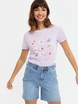 Thumbnail for your product : New Look Flower T-Shirt - Lilac