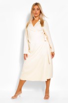 Thumbnail for your product : boohoo Plus Wrap Midi Belted Shirt Dress