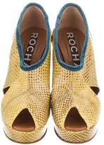 Thumbnail for your product : Rochas Snakeskin Peep-Toe Wedges