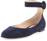 Thumbnail for your product : Gianvito Rossi Suede Ankle-Strap Ballerina Flat