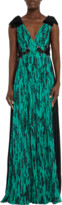 Thumbnail for your product : J. Mendel Water Garden Floral Printed Silk Hand Pleated Gown
