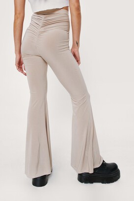 Nasty Gal Womens Petite Ruched High Waisted Flare trousers