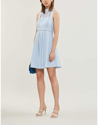 Ted Baker Lace-panel fit-and-flare woven dress