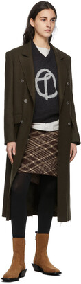 TheOpen Product Brown Knit Hook Check Skirt
