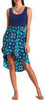 Thumbnail for your product : Charlotte Russe Lace-Back Scarf Print High-Low Dress
