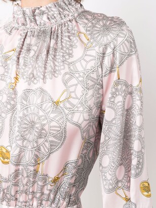 Boutique Moschino Geometric Logo-Charm Silk-Blend Dress