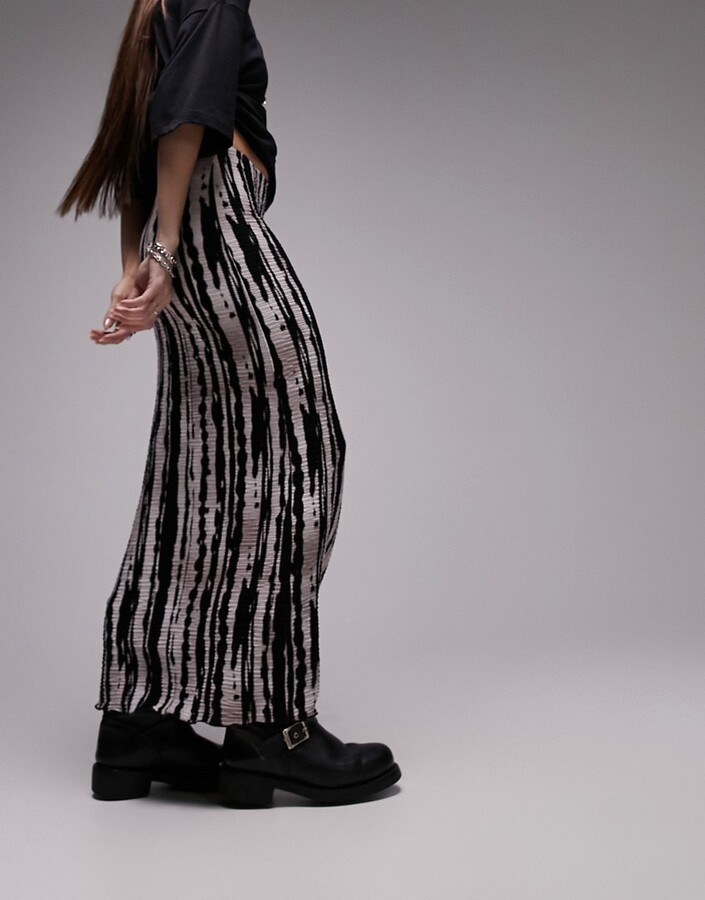 Fashion Topshop Pleated Maxi Skirt Topshop Blurred Stripe