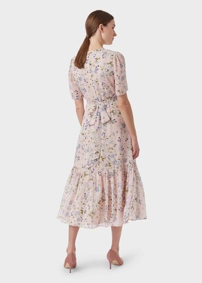Hobbs Silk Blossom Floral Midi Dress