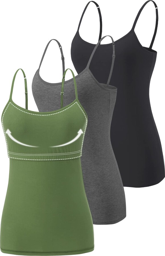 Vislivin Womens Cotton Camisole Adjustable Strap Tank Tops with Shelf Bra Stretch Undershirts