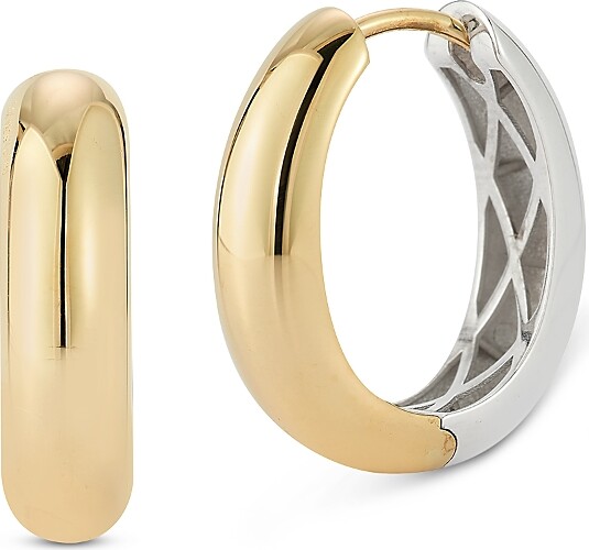 Bloomingdale's Fine Collection Alberto Amati 14K White & Yellow Gold Polished Small Hoop Earrings