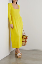 Thumbnail for your product : KING & TUCKFIELD Ribbed Merino Wool Midi Dress - Yellow