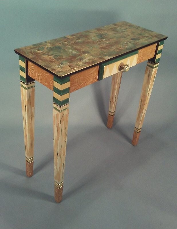 Etsy G || Carved Leg Hall Table W-Drawer | Hand-Painted x30H As Shown Or Custom Colors