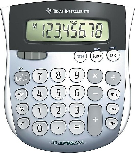 Texas Instruments TI-1795 SV 8-Digit Desktop Calculator, Gray/Silver