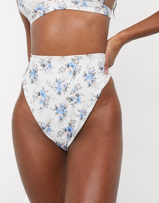 ASOS Tall ASOS DESIGN recycled tall mix and match high leg high waist bikini bottom in ditsy floral print