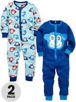 Thumbnail for your product : Ladybird Toddler Boys Monkey Sleepsuits (2 pack) 12 Months - 7 Years