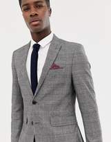 Thumbnail for your product : Burton Menswear skinny fit suit jacket in window pane check in red and grey