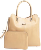 Thumbnail for your product : Tod's Beige Leather Logo Stamp Top Handle Large Tote