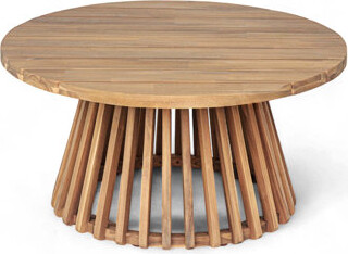 Latitude Run Outdoor Acacia Wood Patio Coffee Table, Round Coffee Table for Backyard, Lawn, Balcony