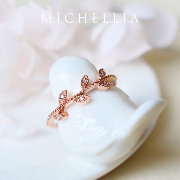 Etsy Sylvia Leaf Wedding Band, Petite Diamond Floral Woodland Garden Wedding, 14K 18K Gold, Platinum, B2002