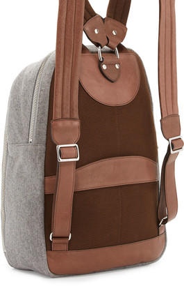 Brunello Cucinelli Men's Leather & Wool-Cashmere Tech Backpack, Tan/Gray