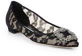 Thumbnail for your product : Manolo Blahnik Hangisi Jeweled Lace Ballet Flats