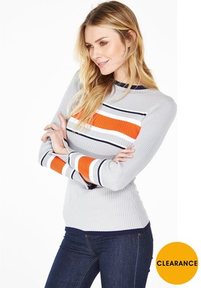 Very Turtle Neck Ribbed Jumper With Placement Stripes