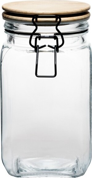 Amici Home Acadia Glass Canister with Wood Lid & Hermetic Seal, Airtight  Lock Lids for Kitchen & Pantry Storage, Large 60-Ounce in 2023