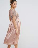Thumbnail for your product : Maya Maternity Midi Dress With Satin Skirt And Embellished Bodice