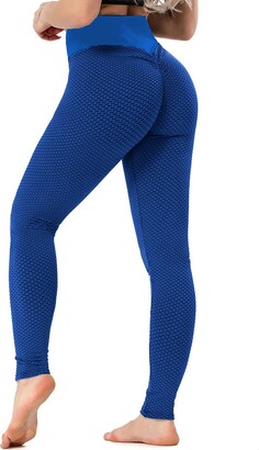AZOKOE Women High Waist Yoga Pants Tummy Control Booty Leggings Workout  Running Butt Lift Tights Blue Small - ShopStyle