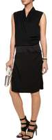 Thumbnail for your product : Helmut Lang Satin-Paneled Wrap-Effect Crepe Dress