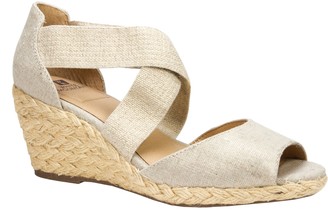 white mountain gold wedge sandals