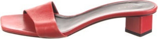 The Row Chocolate Capretto Slides Red Lambskin