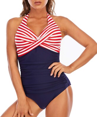 LA ORCHID Laorchid Ruched Swimsuits Ladies Tummy Control Swimming