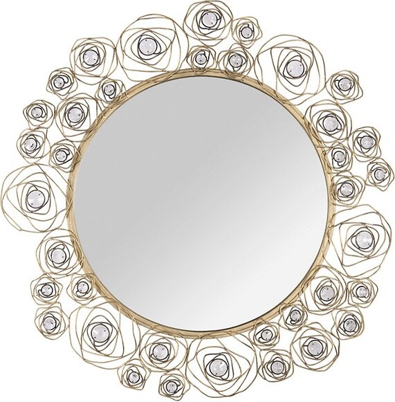 Varaluz Ethereal Rose Round Wall Mirror in Gold