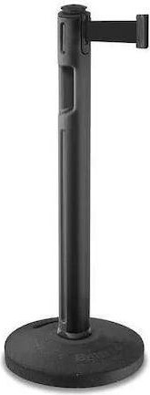 LAVI INDUSTRIES 80-5000R/BK/BK Barrier Post with Belt, Black, 12 ft Length, 38