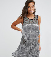 Thumbnail for your product : Boohoo Petite Silver Fringed Dress