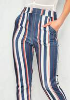 Thumbnail for your product : Ever New Ever New Daria Navy Striped High Waist Cigarette Trousers