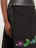Thumbnail for your product : Chopova Lowena - Floral-embroidered Pleated Wool-blend Skirt - Womens - Black Multi